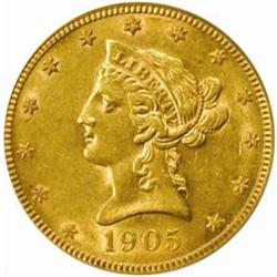 1905-S Liberty Eagle. AU-58 (PCGS).