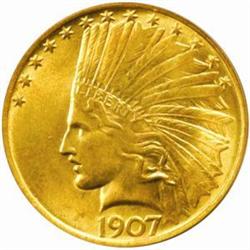 1907 Indian Eagle. No Periods. MS-64 (PCGS).