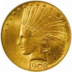 1908 Indian Eagle. Motto. MS-62 (NGC).
