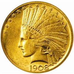 1908 Indian Eagle. Motto. MS-60 (ANACS).