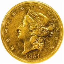 1851-O Liberty Double Eagle. AU-50 (NGC).