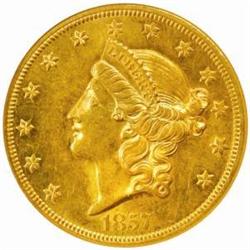 1857 Liberty Double Eagle. AU-58 (NGC).