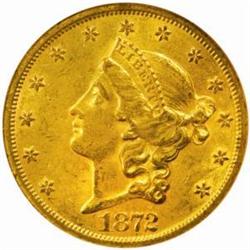 1872-S Liberty Double Eagle. AU-58 (NGC).