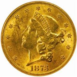 1873 Liberty Double Eagle. Open 3. MS-61 (NGC).