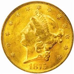 1875-CC Liberty Double Eagle. Winter 1-A. MS-62 (PCGS).
