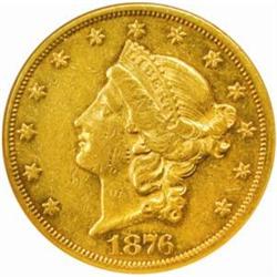 1876-CC Liberty Double Eagle. Winter 1-A. AU-50 (NGC).