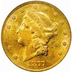 1877-S Liberty Double Eagle. AU-53 (PCGS).