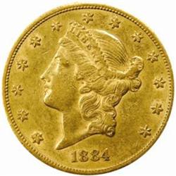 1884-CC Liberty Double Eagle. EF-45 (Uncertified).