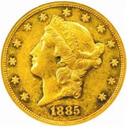 1885 Liberty Double Eagle. AU-55 PL (NGC).
