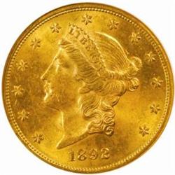 1892-S Liberty Double Eagle. MS-62 (NGC).