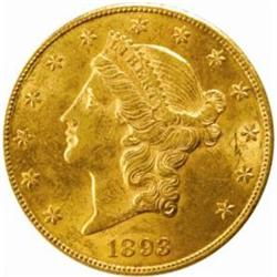 1893-CC Liberty Double Eagle. Winter 1-A. MS-61 (PCGS).