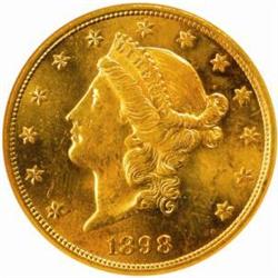 1898-S Liberty Double Eagle. MS-62 (NGC).