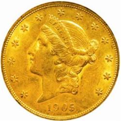 1905 Liberty Double Eagle. AU-55 (NGC).