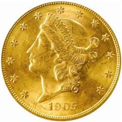1905-S Liberty Double Eagle. MS-62 (PCGS).