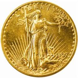 1907 Saint-Gaudens Double Eagle. Arabic Numerals. MS-64 (PCGS).