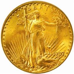 1907 Saint-Gaudens Double Eagle. Arabic Numerals. MS-63 (PCGS).