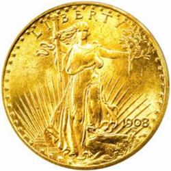 1908 Saint-Gaudens Double Eagle. No Motto. MS-64 (PCGS).