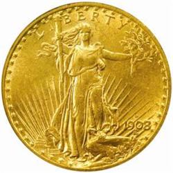 1908-D Saint-Gaudens Double Eagle. No Motto. MS-62 (PCGS).