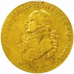 German States, Anhalt-Bernburg. Alexius Friedrich Christian (1796-1834). Gold 5 Talers or Pistole. 1
