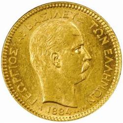 Greece. George I (1863-1913). Gold 20 Drachmai. 1884-A (Paris).