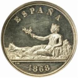 Spain. Provisional Goverment (1868-1871). Silver Pattern 5 Pesetas. 1868.