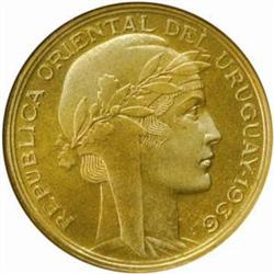 Uruguay. Republic (1830-). Aluminum-Bronze 10 Centesimos. 1936-A.