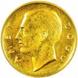 Albania. Zog I (1925-39). Gold Prova 20 Franga Ari. 1927.