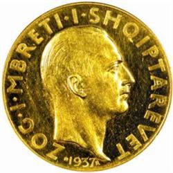 Albania. Zog I (1925-39). Gold Prova 100 Franga Ari. 1937-R (Rome).