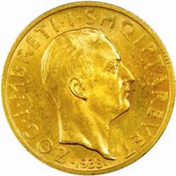 Albania. Zog I (1925-39). Gold Prova 20 Franga Ari. 1938.