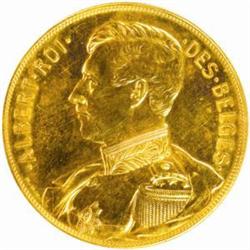 Belgium. Albert (1909-34). Gold Fantasy Pattern 100 Francs. 1911.