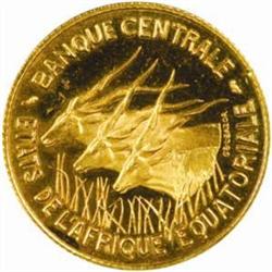Equatorial African States. Monetary Union (1960-74). Gold Pattern Piefort Essai 100 Francs. 1965.