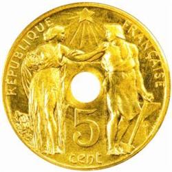 France. Third Republic (1871-1940). Gold Pattern Essai 5/10 Centimes. 1912.