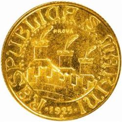 San Marino. Republic (350 AD-). Gold Prova 20 Lire. 1925-R (Rome).