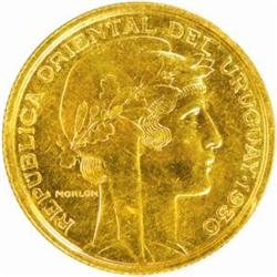 Uruaguay. Republic (1830-). Gold Essai 10 Centesimos. 1930.