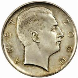 Albania. Zog I (1925-39). Silver Prova 5 Franga Ari. 1926-R.