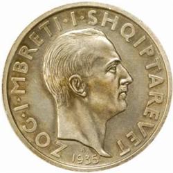 Albania. Zog I (1925-39). Silver Prova 2 and 1 Franga Ari. 1935-R.