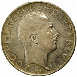 Albania. Zog I (1925-39). Silver Prova 2 Franga Ari. 1937-R.