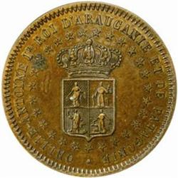 Araucanie and Patagonia. Orllie-Antoine I (1860-78). Bronze Fantasy Pattern 2 Centavos. 1874.