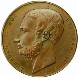 Belgium. Leopold II (1865-1909). Copper Piefort Pattern 5 Francs by Jouvenel. 1865.