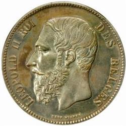 Belgium. Leopold II (1865-1909). Silver Pattern 5 Francs. 18(65).