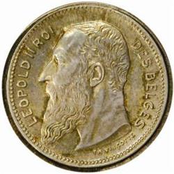 Belgium. Leopold II (1865-1909). Silver Pattern Obverse and Reverse 1 Franc Trial Strikes. 1903.