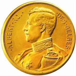 Belgium. Albert (1909-34). Gilt Bronze "Mint Visit" (100 Francs) Medal. 1914.