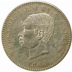 Cambodia. Norodom I (1860-1904). Silver and Bronze Essai 10 Centimes. 1860.