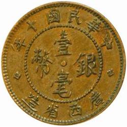 China. Republic (1911-). Kwangsi Province Pattern 20 and 10 Cents. Year 10 (1921).