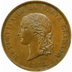 Colombia. Republic (1819-). Copper Pattern 16 Pesos. 1847-Bogota.