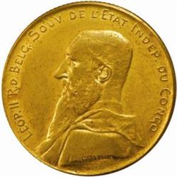 Congo Free State. Leopold II (1885-1908). Gilt Bronze Pattern 2 Francs. 1896.