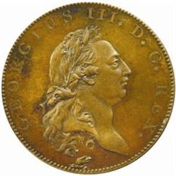 England. George III (1760-1820). Copper Pattern Halfpenny by Droz. 1788.