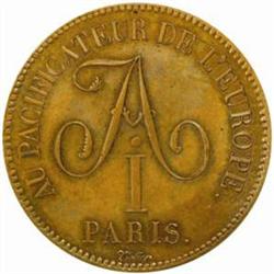 France. Allied Occupation (1814). Bronze Pattern 5 Francs for Alexander I of Russia. 1814.