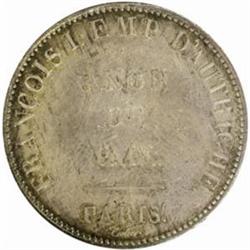 France. Allied Occupation (1814). Silver Pattern 5 Francs for Francis I of Austria. 1814.
