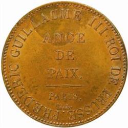 France. Allied Occupation (1814). Bronze Pattern 5 Francs for Friedrich Wilhelm III of Prussia. 1814